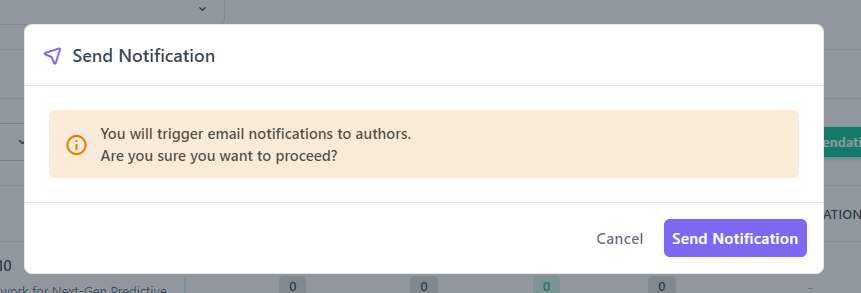 Confirm & Send Notification dialog