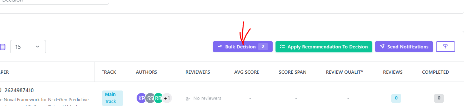 Bulk Decision button at the top right of the table
